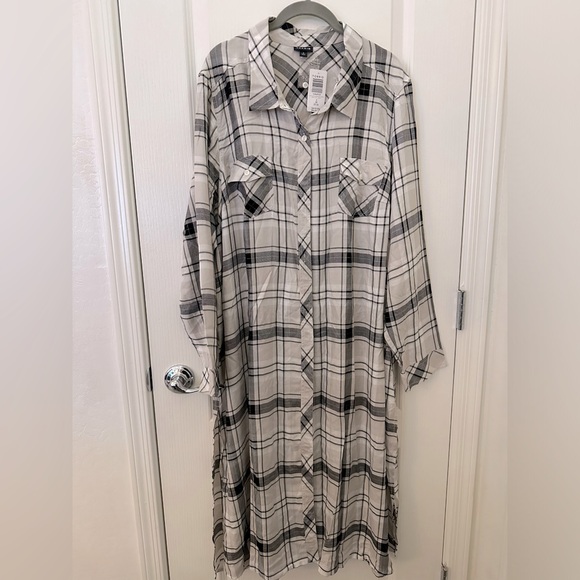 🖤TORRID Plaid Button-Front Longline Shirt Kimono with Side Slits NWT - Picture 6 of 12